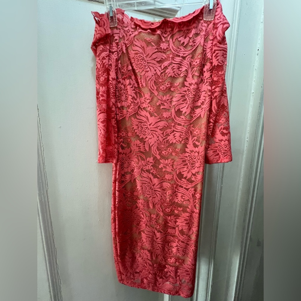 Off The Shoulder Lace Peach Dress